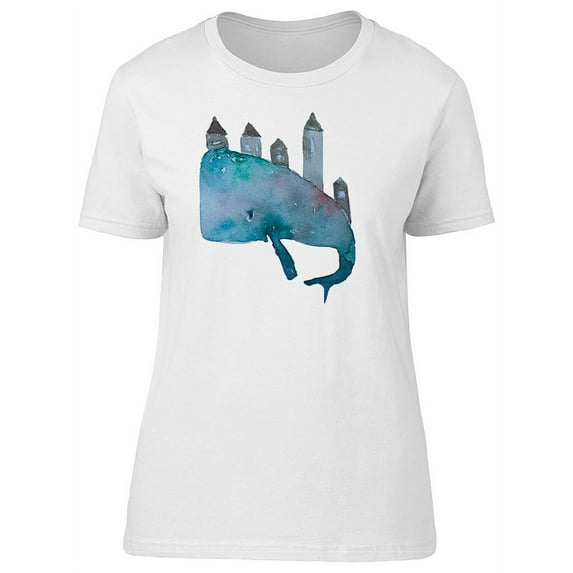 Whale With Town On Top T-Shirt Women -Image by Shutterstock, Female Medium