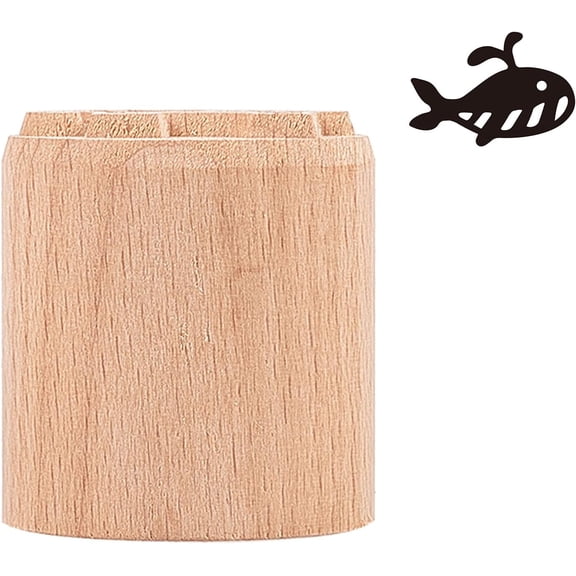 Whale Wood Pottery Tools Stamps 1.4" Polymer Fish Clay Stamps Wood Clay Stamp Round Wooden Stamps for Clay Handmade Clay Stamper Natural Wood Stamps DIY