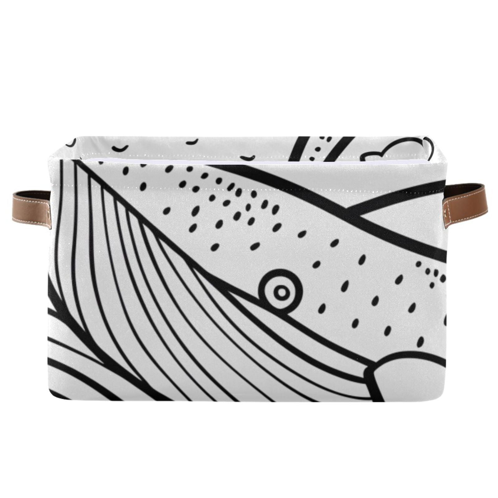 Whale and Ocean Waves Line Storage Bins Baskets With Handles Storage ...