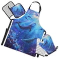 thumbnail image 1 of Whale in Sea 5 Pcs Kitchen Set Heat Resistant Oven Mitts and Non-Slip Pot Holders with Adjustable Cooking Apron, 1 of 6