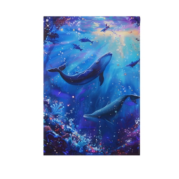 Whale in Sea Garden Flag 12"x18" Double-Sided Yard Flags for Outside Outdoor All Seasonal Decoration