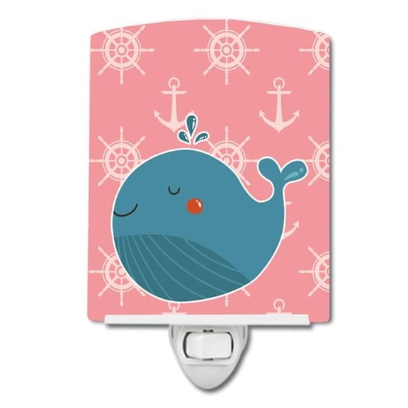Whale on Pink Nautical Ceramic Night Light