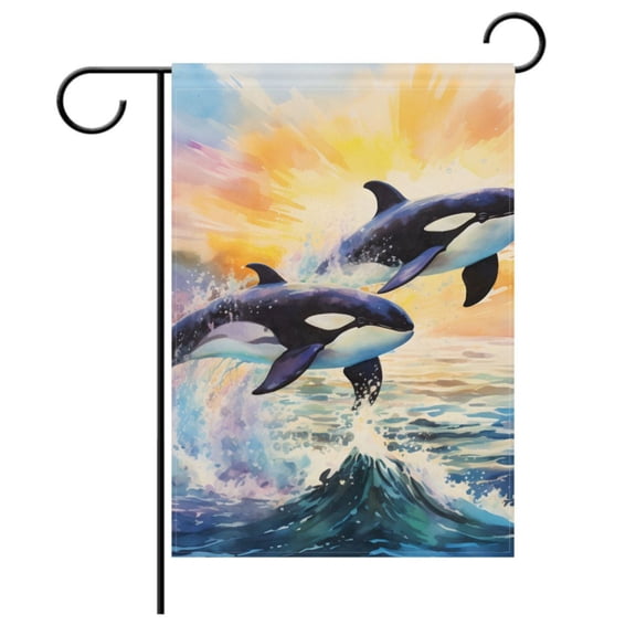 Whale on Water Garden Flag House Banner Double Sided Outdoor Yard Decoration 28" x 40"