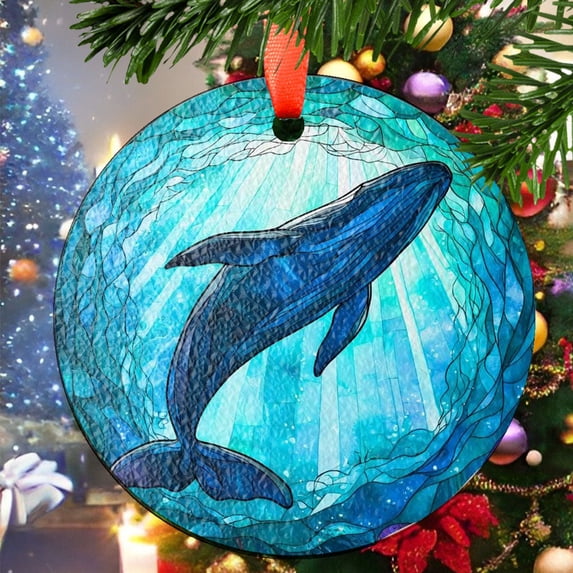 Whale3 Ceramic Christmas Ornament, Holiday Gift and Tree Decor ...