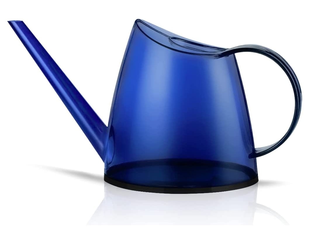 Translucent Blue Plastic Indoor Watering Can with Long Spout