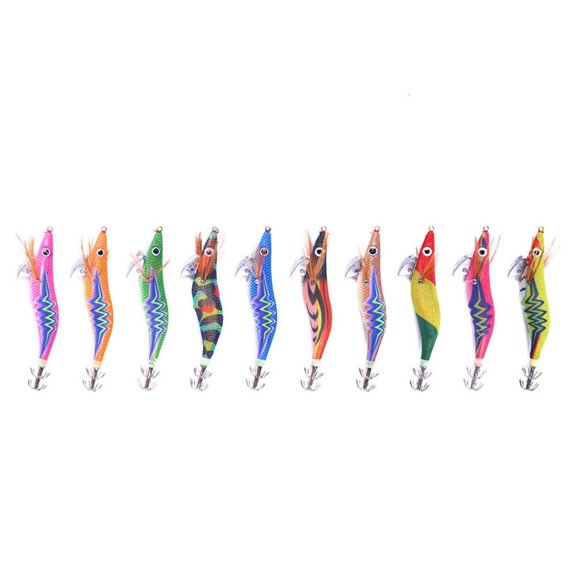 Whaledi 10Pcs Artificial Shrimp Cuttlefish Hard Fishing Baits for Enhances Attraction