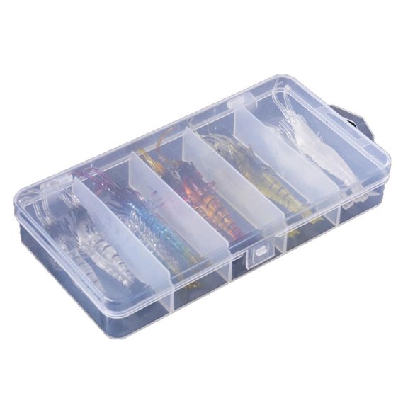 Whaledi 10pcs Silicone Artificial Baits Shrimp Lures Rig Fishing Lures Jigs with Hook