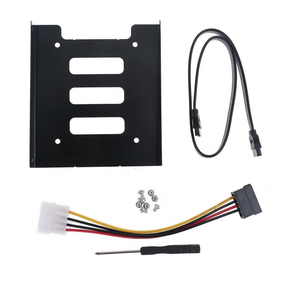 Whaledi 2.5in to 3.5in Hard Drive Mounting Bracket Kit SATA Data Cable SSD Tray Holder
