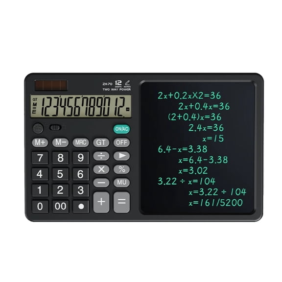 Whaledi 2 In 1 Calculator And Writing Pad With Large Screen Solar Battery Powereds