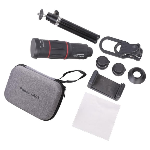 Whaledi 28X Telephoto Lens Clip Type Telescope Telephoto Phone Lens with Fisheye Lens