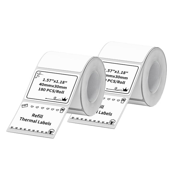 Whaledi 2Roll Thermals Printing Paper 40x30mm for Small Price Barcodes and Office Needs