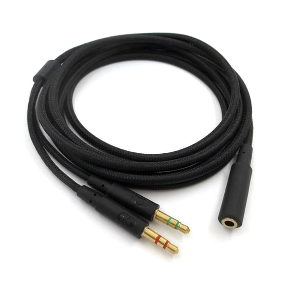 Whaledi 3.5mm 2 in 1 Gaming Audio Cable For Cloud II/for Alpha/Cloud Flight Headp