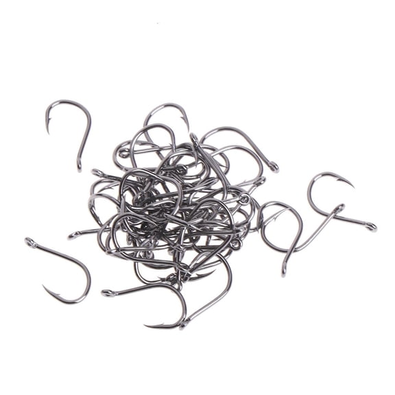 Whaledi 50 Pcs/Box Fishing Hook High Carbon Steel Jig Ring Barbed Carp Tackle Accessory