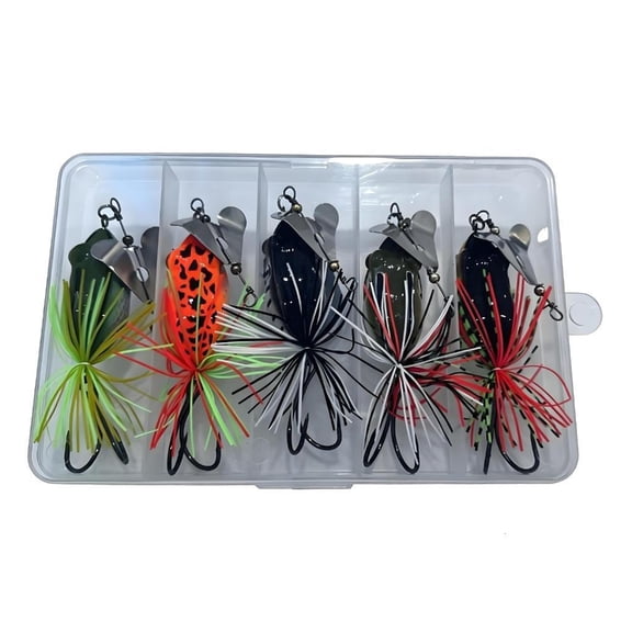Whaledi 5Pack Floating Frogs Lures With Spinner And Double Hook Realistic