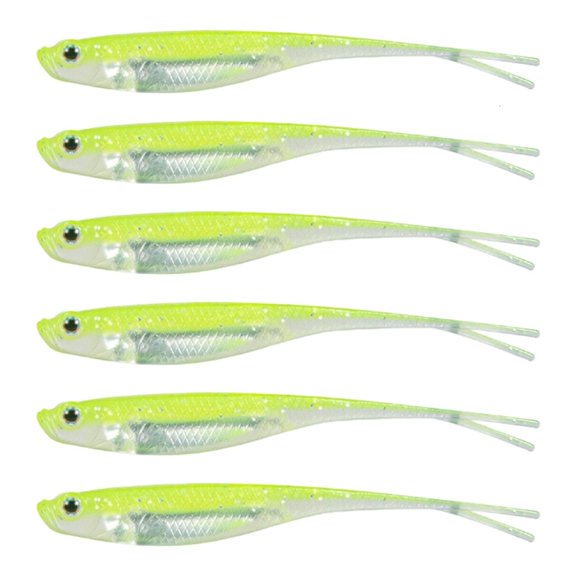 Whaledi 6Pcs Fork Tail Swimbaits Lures Silicone Artificial Swimbaits for Saltwater