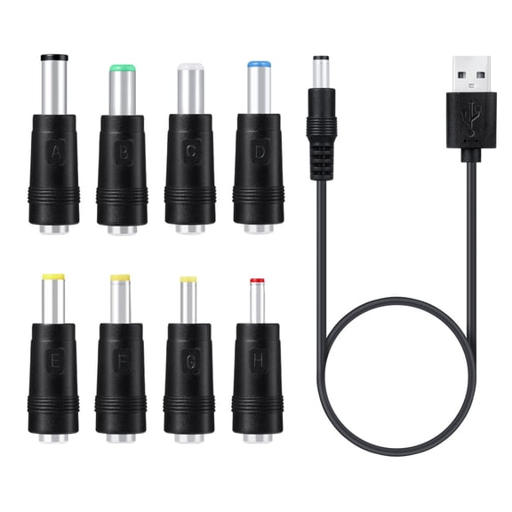 Whaledi 8 in 1 5V USB to for DC 5.5x2.1mm Plug Charging Cord for Fan Speaker Router LED