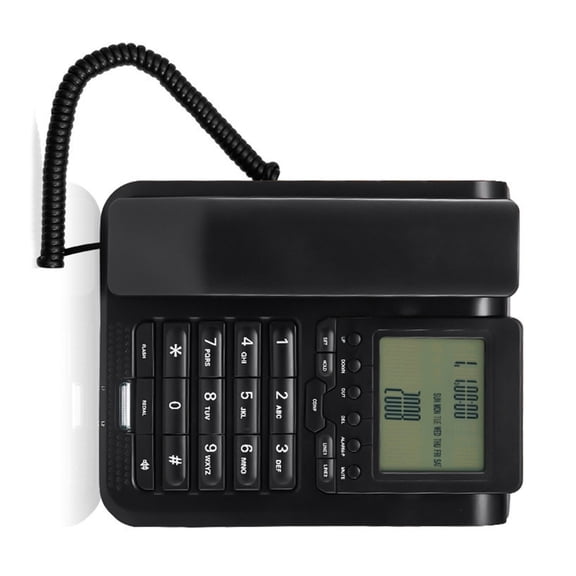 Whaledi Adjustable Volumes Corded Phone With Large White Button LCD Display For Home Office