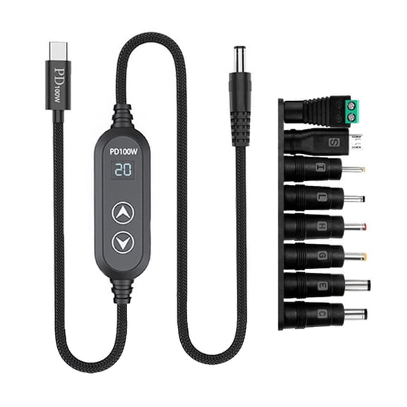 Whaledi Computer Power Cable 100W Efficient Type C DC5.5mm Power Supply 8 Adapters