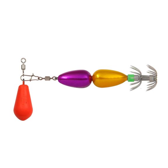 Whaledi Double Layer Umbrella Hook 90mm Squid Jig Hook with Colorful Beads Swivels