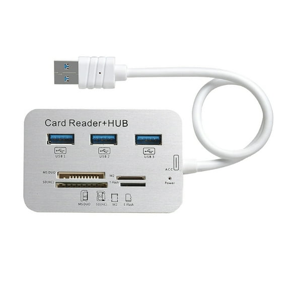 Whaledi Ergonomic USB3.0 Card Reader Hubs Expander for TFSD MS Cards and Computer