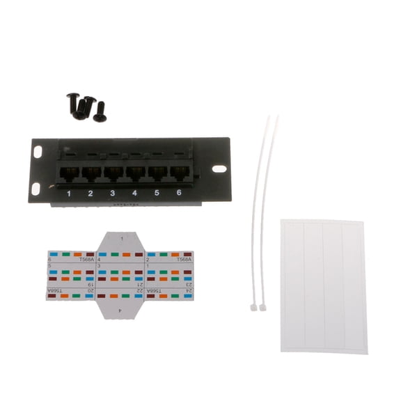 Whaledi Ethernet Patch Panel CAT5e 6 Port RJ45 Wall & Rack Mount Keystone Jack Module