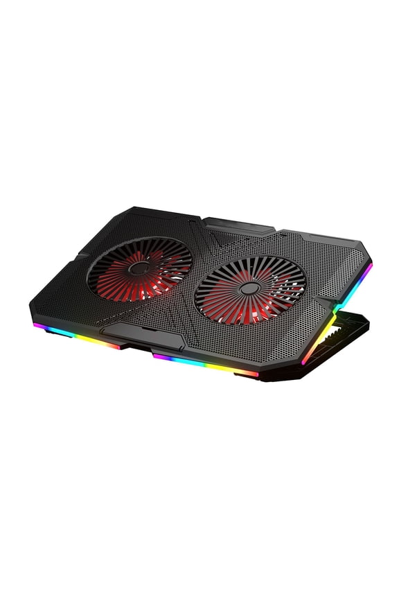 Laptop Cooler Fan Portable Notebook Cooling Base Dual Turbo RGB Fan for 11-18in