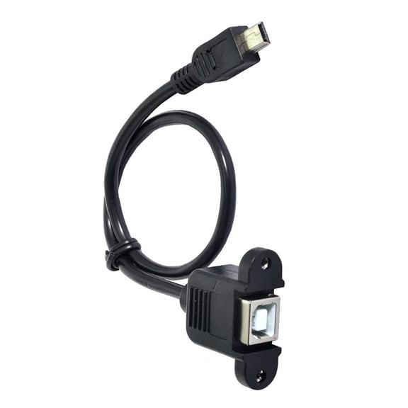 Whaledi Mini USB 5Pin Male to USB B Female Cable with Screws for Printers 30/50cm