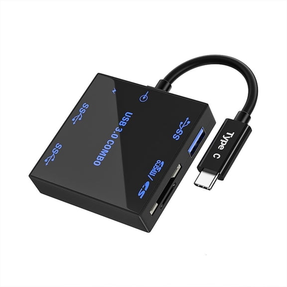 Whaledi Multiple Port USB 3.0 Hub With TF Card Reader with LED Light Expansion Dock
