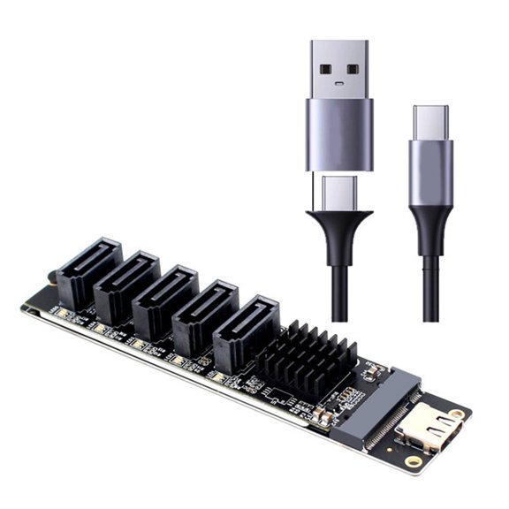 Whaledi Plugs Play 5 Port SATA3.0 Expansion Card Wide Compatibility For Systems