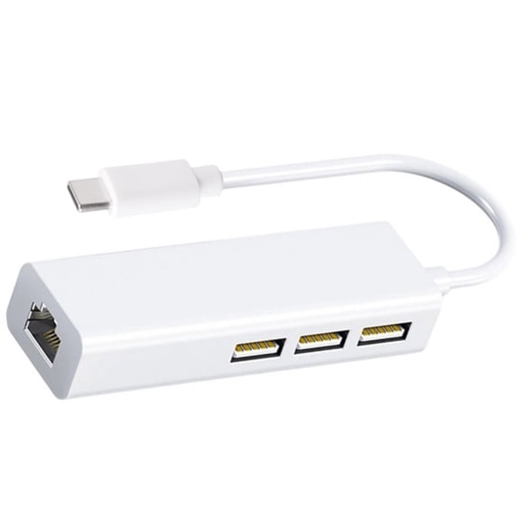 Whaledi Portable USB C/A To RJ45 100Mbps 3 USB Port Adapter Wide Compatibility