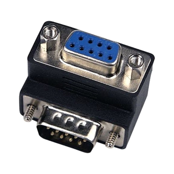 Whaledi RS 232 DB9 9 Pin Male to Female Coupler Serial Adapter 90 Degree Converter