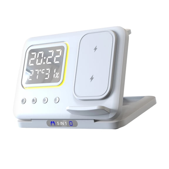 Whaledi Silicone Charging Station With Alarm Clock Night Light And Phone Stand