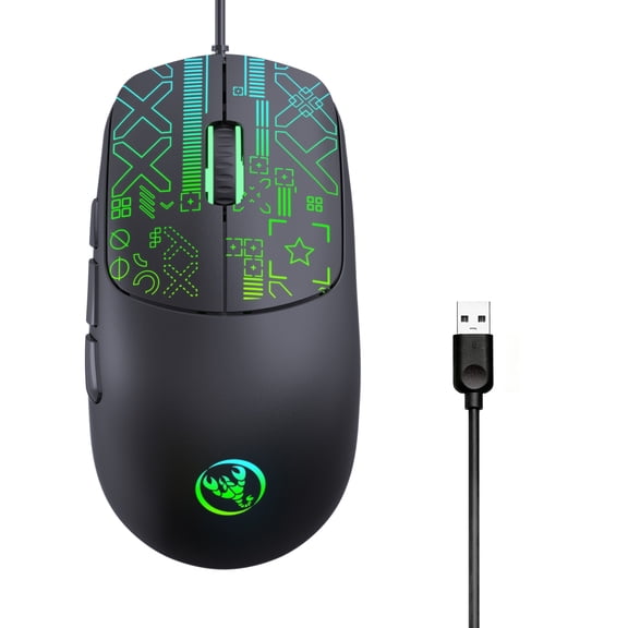 Whaledi USB Corded Gaming Mouse 3600DPI 6 Button RGBs Lighting For PC Laptop Desktop