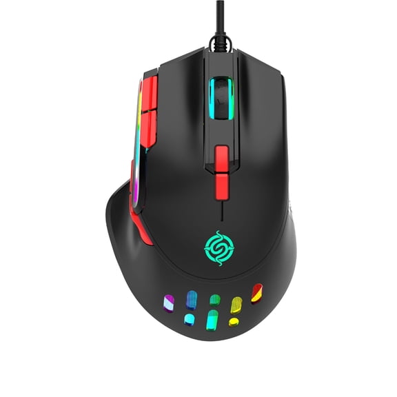 Whaledi USB Gaming Mouse 9-button Macro Programming RGB Dazzling Light 6 Gear 6400DPI