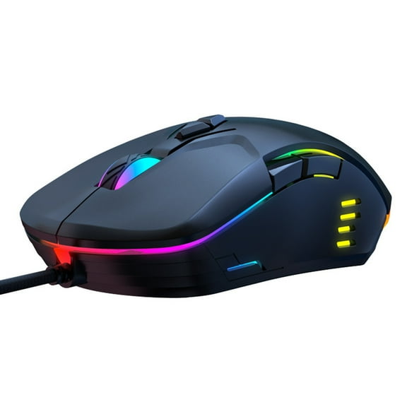 Whaledi USB Wired Optical Mouse Adjustable 6400dpi Rgb Ergonomic Design Laptop Computer