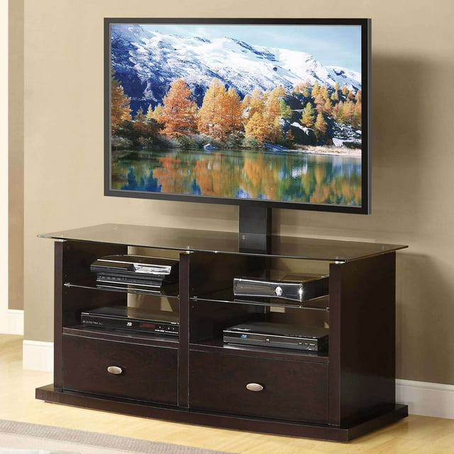 Whalen Espresso TV Stand with Swinging Mount for TVs up to 56"