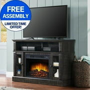 Whalen Furniture Barston Media Fireplace TV Stand for TVs up to 55”, Dark Pine Finish