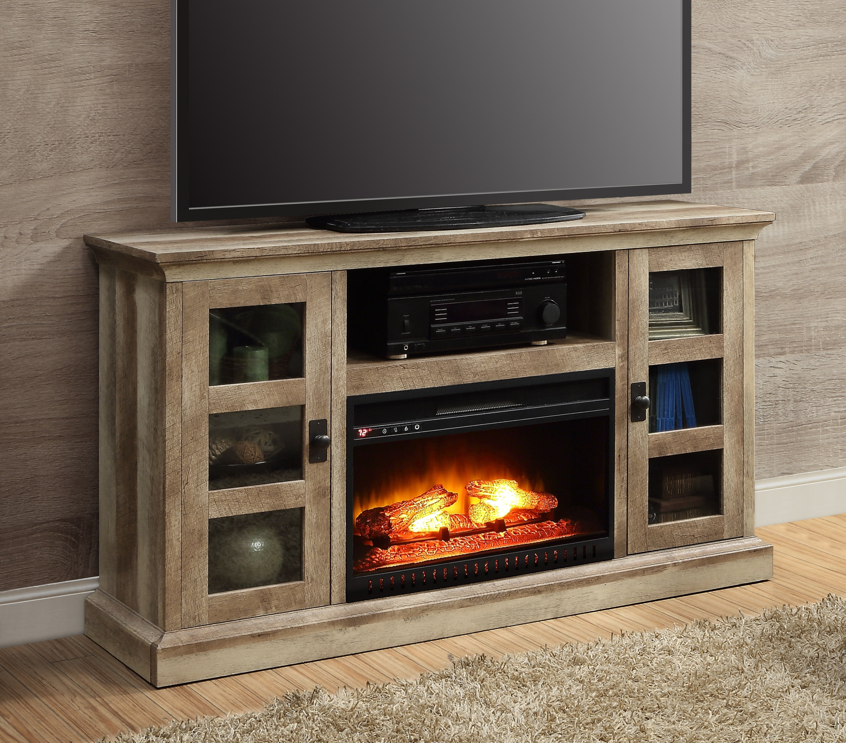 Whalen Media Fireplace Console for TVs up to 70", Weathered
