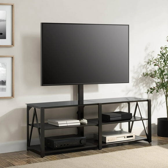 Whalen Spectrum 3-in-1 TV Stand for TVs up to 82”, Black Finish