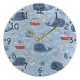 thumbnail image 1 of Whales Boats Waves Swimming Circles Round Wall Clock Silent Analog Battery Operated Gold Pointer Home Decor 9.84" Diameter, 1 of 11