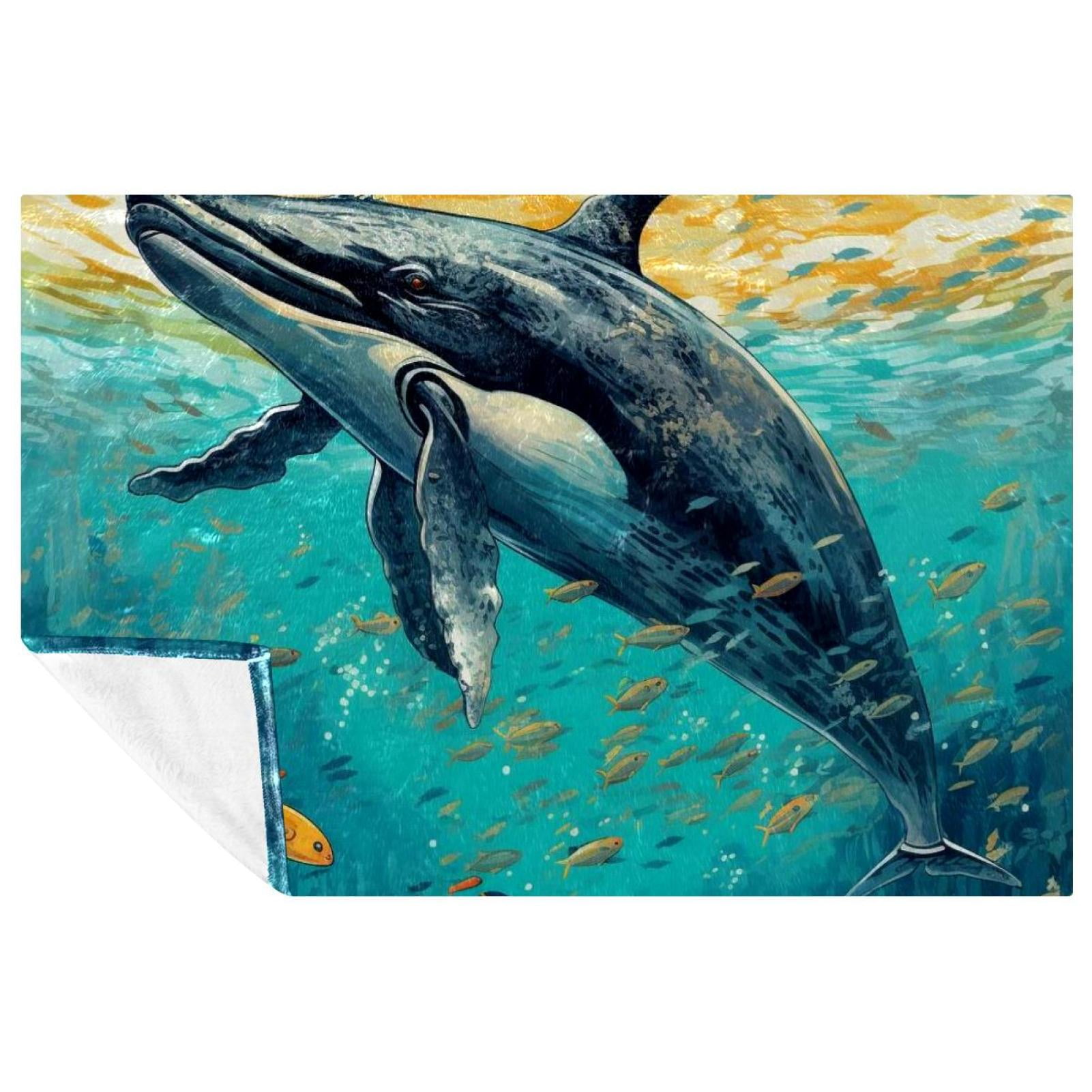 Whales Custom Microfiber Throw Blanket Soft and Warm Printed Blanket