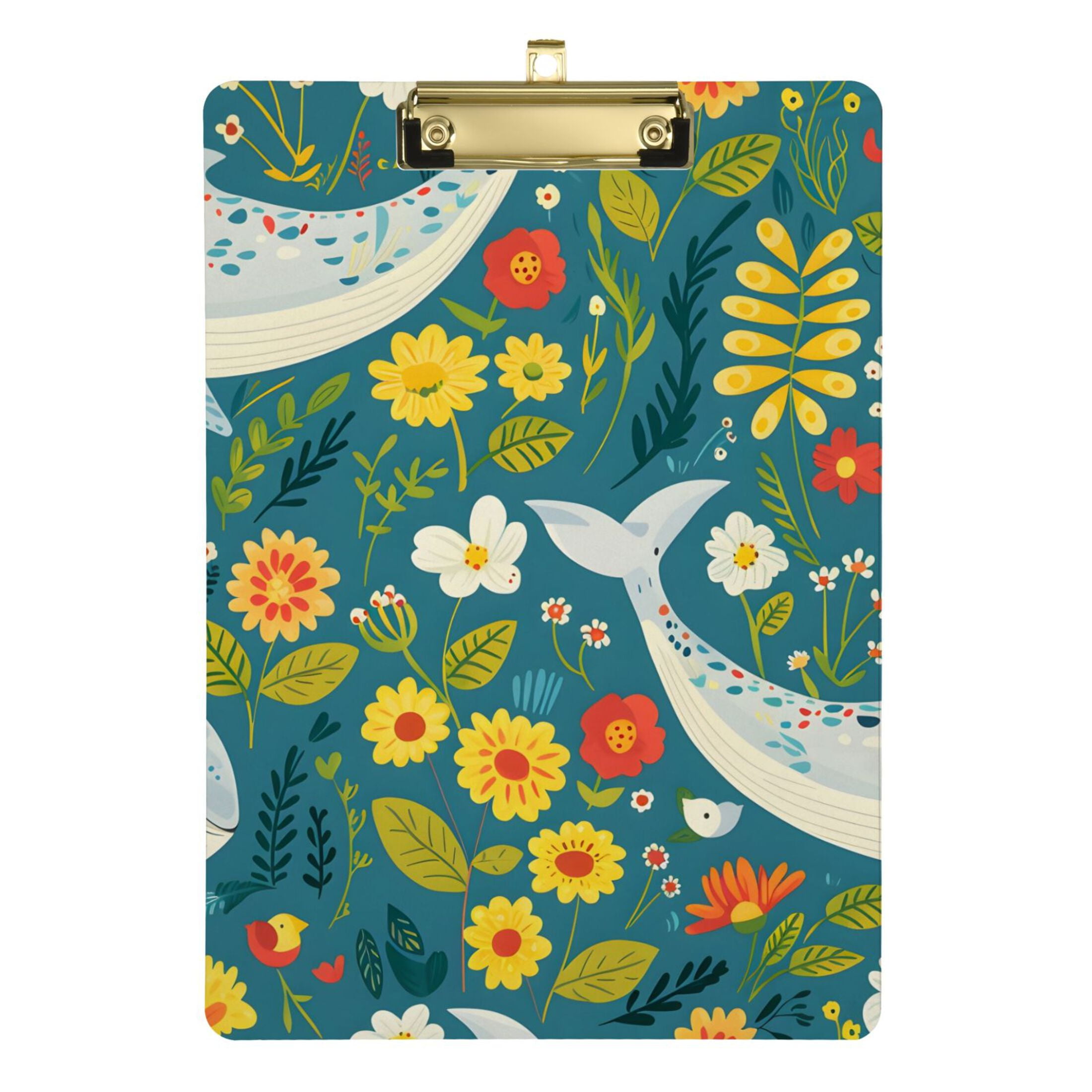 Whales Flowers and Leaves Acrylic Clipboard Drawing Board Sketch Board ...