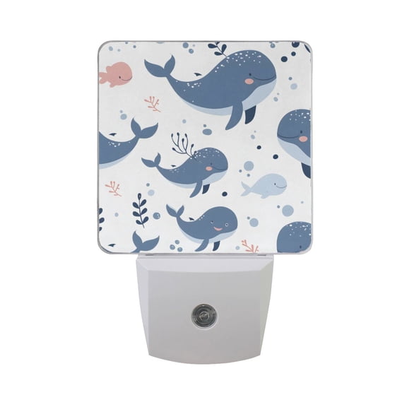 Whales Leaves Bubbles LED Night Light with Smart Sensor Plug Into Wall Dusk to Dawn 2 packs