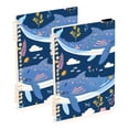 thumbnail image 1 of Whales Leaves Ring Binder Notebook Journey Note Diary College Ruled Spiral Notebook Study Loose Leaf Paper A5 60 Pages, 1 of 8