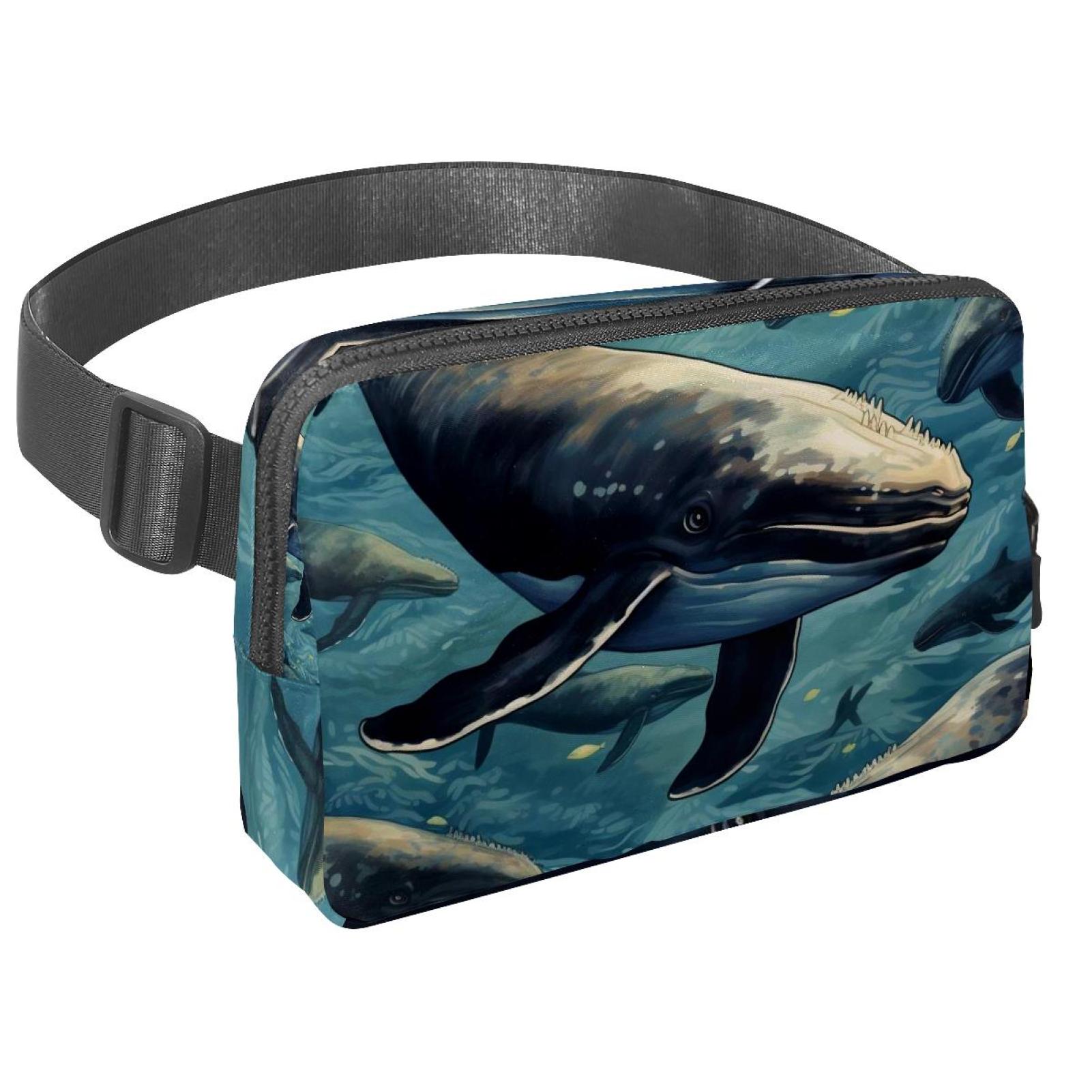 Whales Lightweight Adjustable Waist Bag Fanny Pack with Extension Strap - Unisex Fitness Running Belt