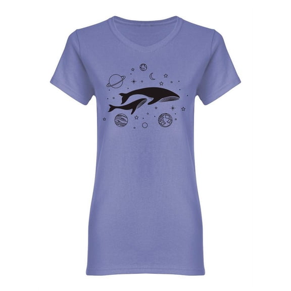 Whales On Space Shaped T-Shirt Women -Image by Shutterstock, Female XX-Large