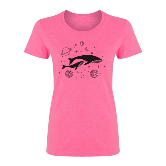 Whales On Space Shaped T-Shirt Women -Image by Shutterstock, Female x-Large