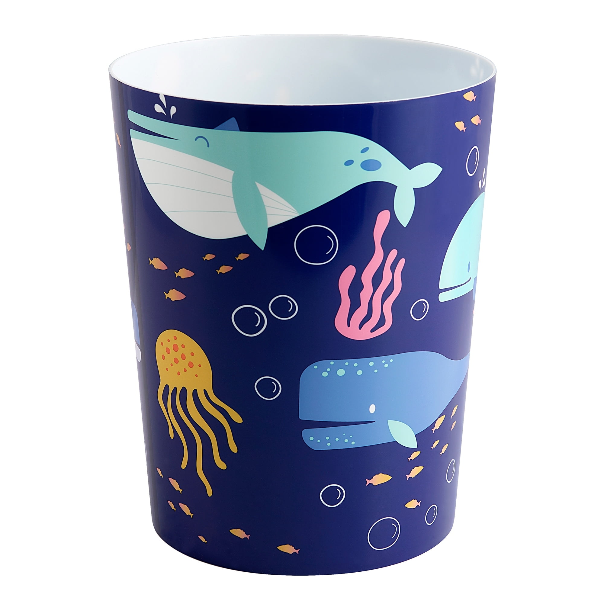 Blue Plastic Whales Kids' Wastebasket 1.5 Gallons