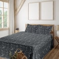 thumbnail image 1 of Ambesonne Whales Fitted & Flat Sheet with Shams 4 Pcs Set, Nautical Mammal Animal Print, King, Dark Grey Dimgray, 1 of 5