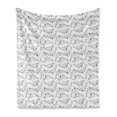 thumbnail image 1 of Whales Soft Flannel Fleece Throw Blanket, Fish Illustrations Mammal Pencil Drawing Underwater Element Dots Gentle Lines, Cozy Plush for Indoor and Outdoor Use, 50" x 70", Slate Blue, by Ambesonne, 1 of 5